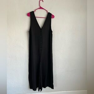 Grey Lab Woman Black Sleevless V- Neck Wide Leg Jumpsuit, Size Large